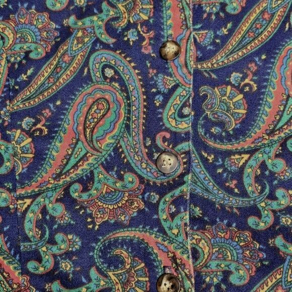 Talbots X Sara Cambell 80s Jeweltone Paisley Button Front Midi Tea Length Dress - Picture 9 of 15